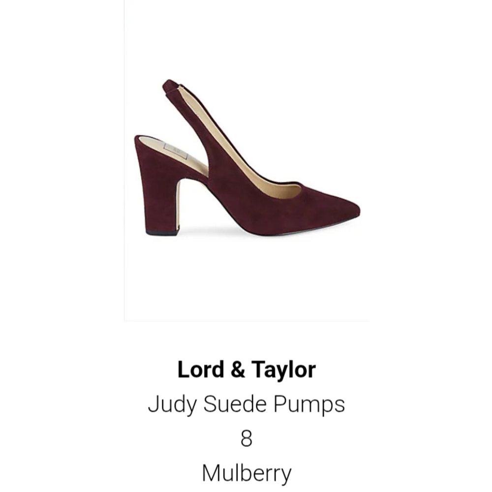 Lord & Taylor Burgundy Suede Slingback Heels